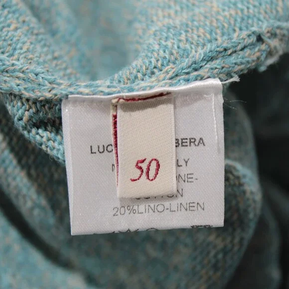 Luciano Barbera NWT Crew Neck Sweater Size 50 (US M) in Blue Cotton & Linen